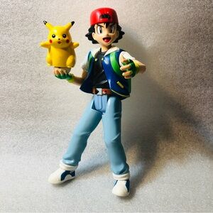 Hasbro Pokemon Talking Ash Think Chip 11.5" Figure Nintendo 2001 W/ Pikachu Work